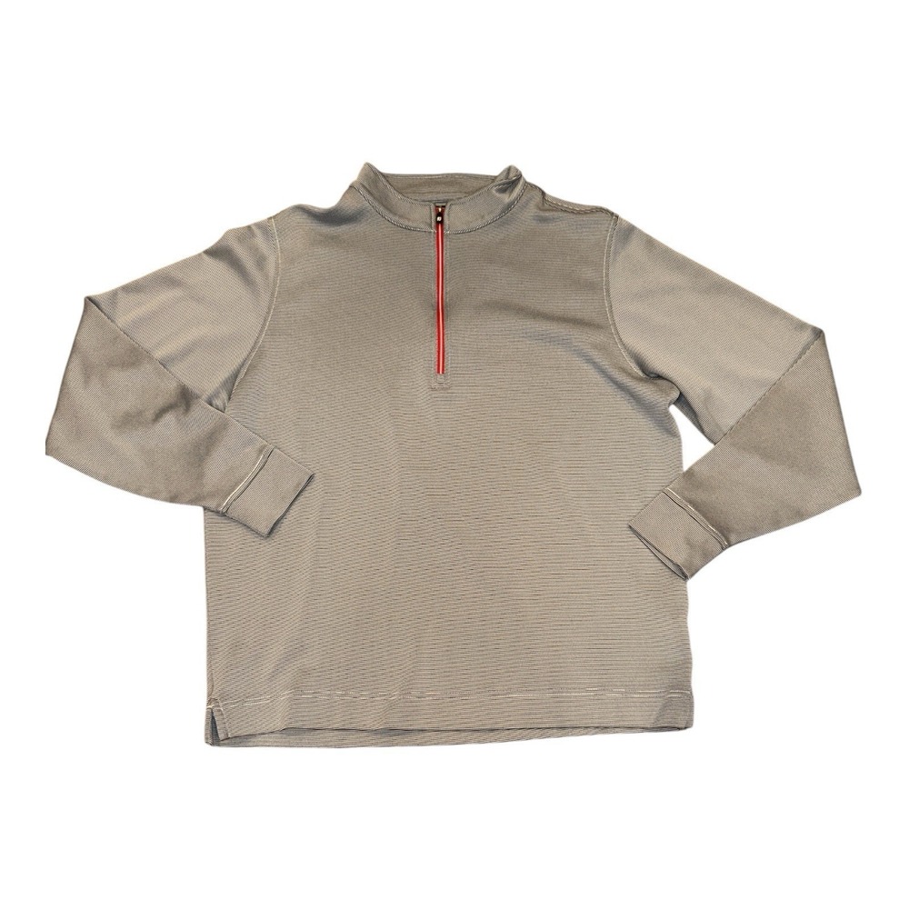 FootJoy Mens Grey Micro Striped Quarter Zip Golf Pullover XL FJ Performance Top